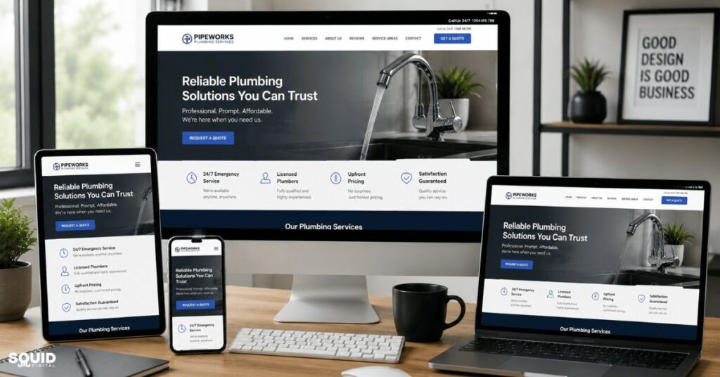 Smart Website Design for Service Businesses to Drive Growth 3 Responsive website design for service businesses displayed across multiple devices.